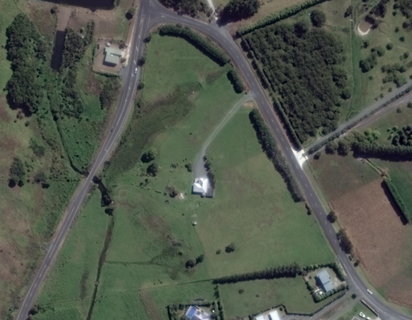 Historic 2014 aerial photograph of the original Mangawhai Heads Road property before staged development